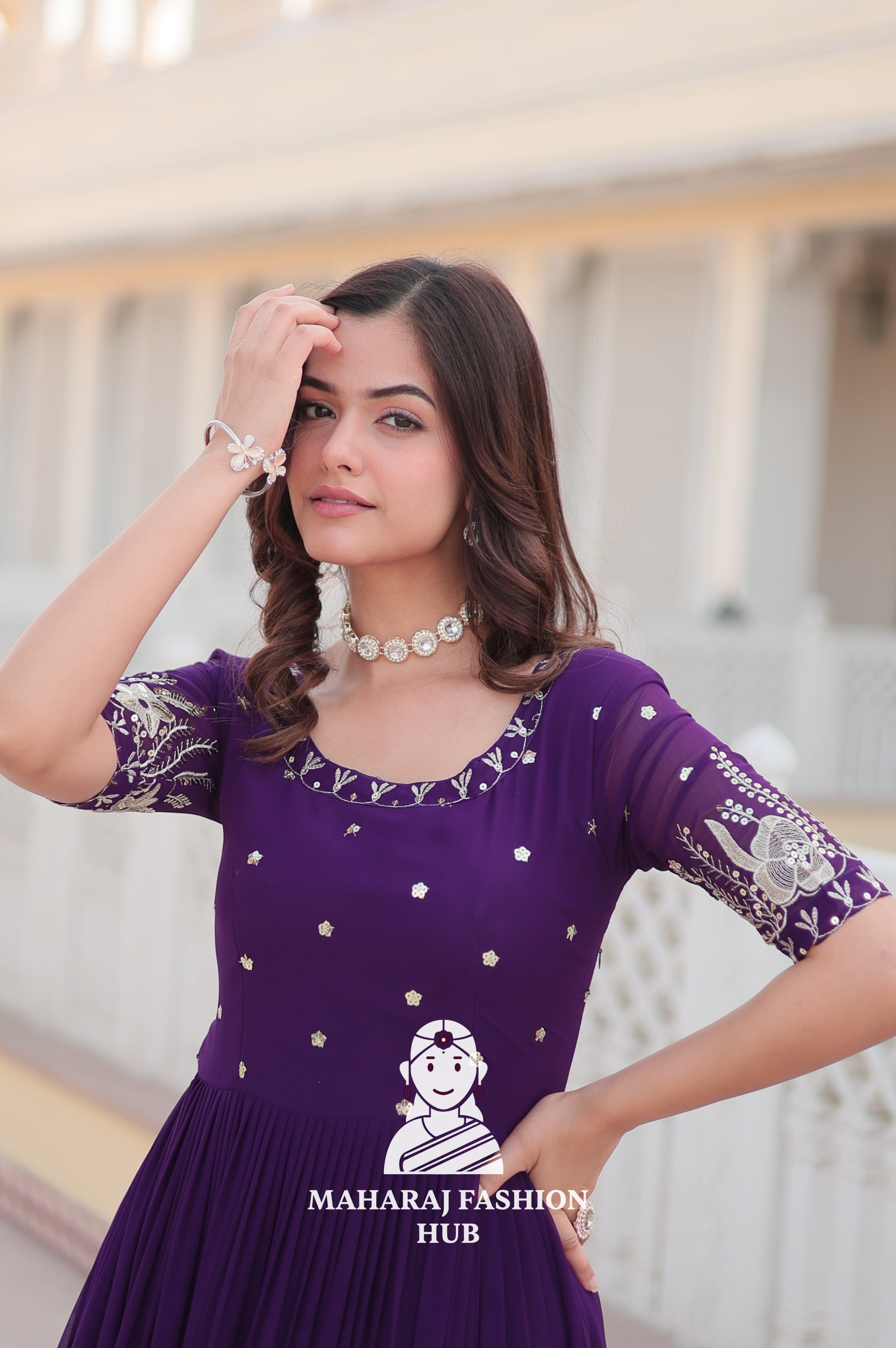 Shimmering Fabric Elegance Embroidery Zari Sequins-work