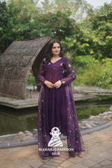 Embroidered Dreams – Designer Gown with Russian Silk Dupatta