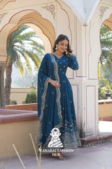 Designer Embroidered Gown Set with 2.3M Dupatta