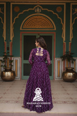 Faux Georgette Gown with Kutchi Patch and Bandhani Artistry