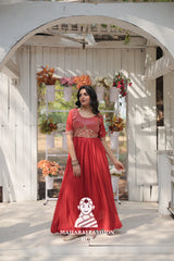 Sequins Embroidered Fabric Gown with Luxurious Finish