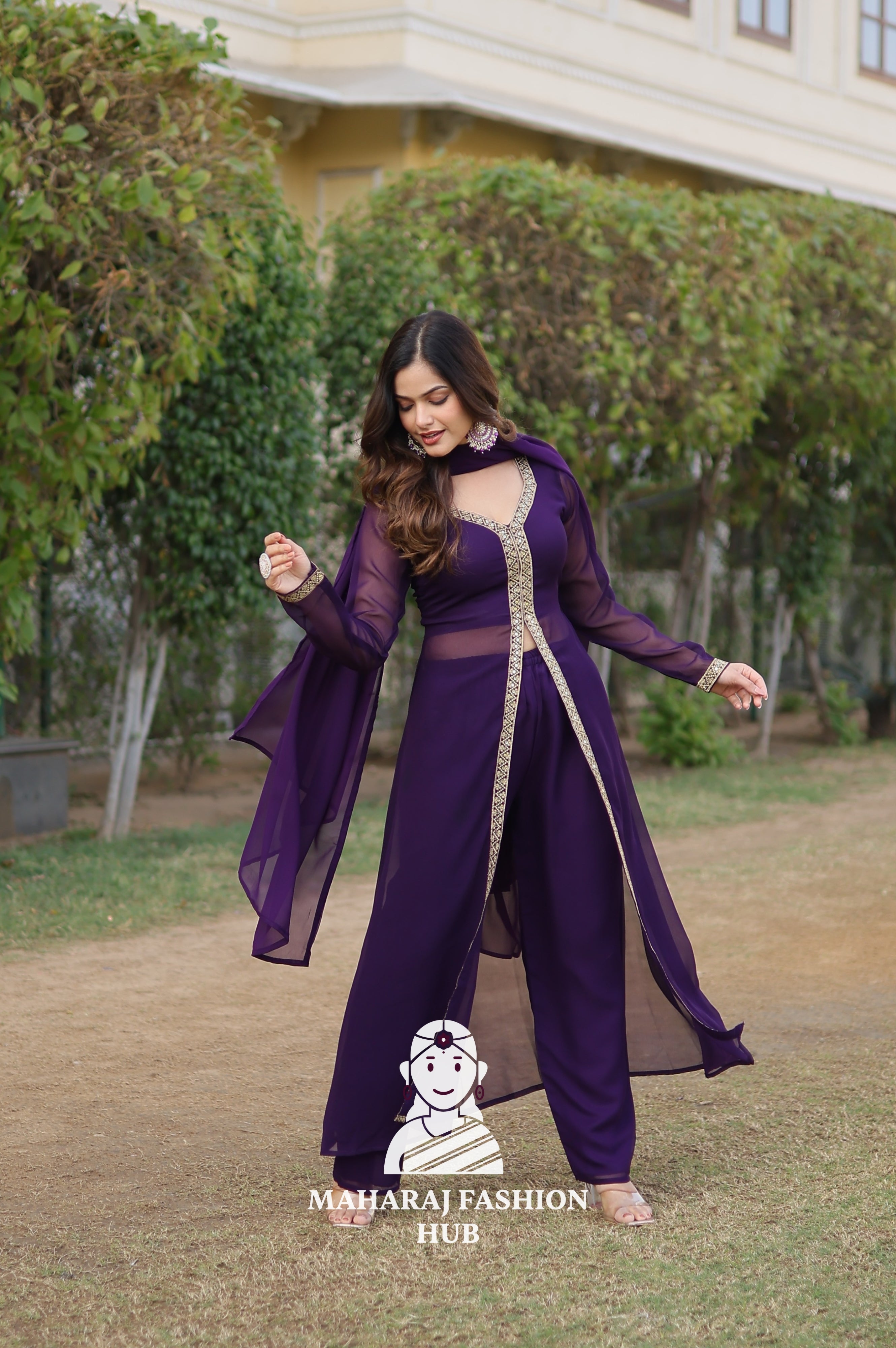 Elegant Faux Blooming Suit with Embroidery & Comfort Fit
