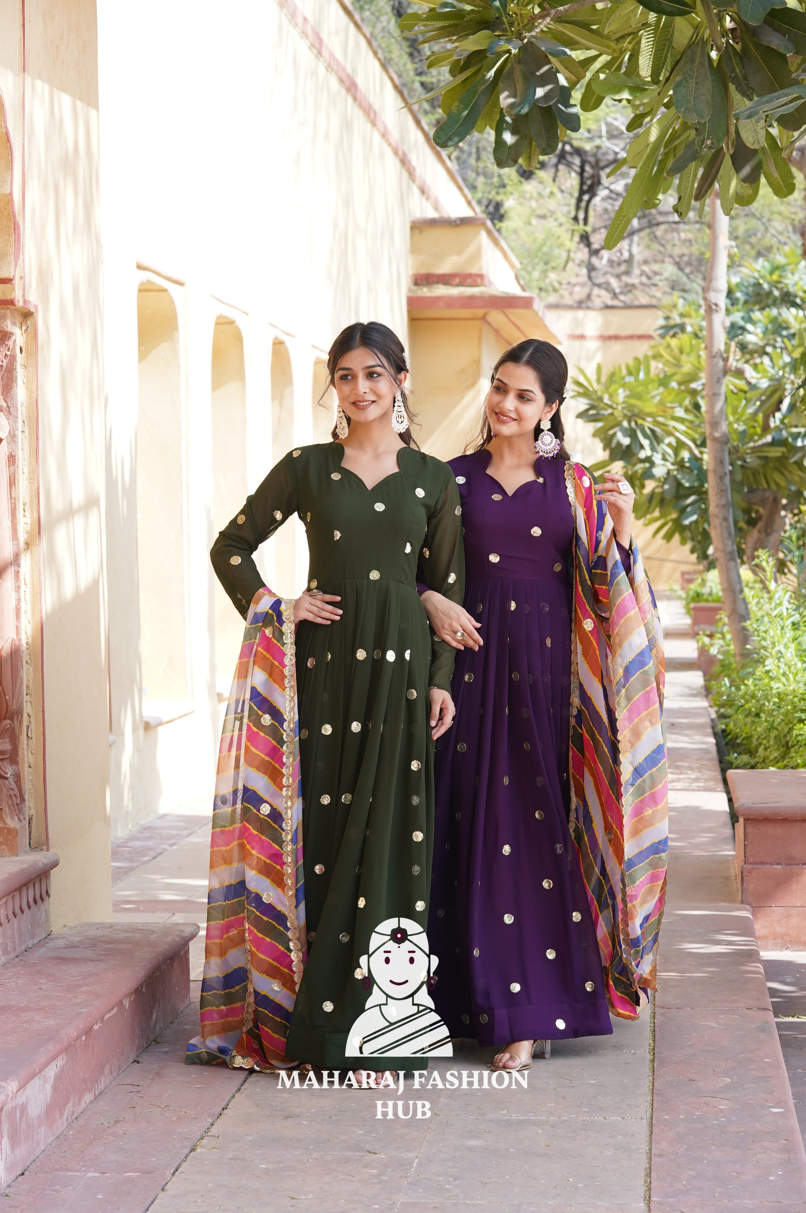 Special Designer Gown Set in Faux Blooming with Embroidered Silk Dupatta - Combo Offer Gown