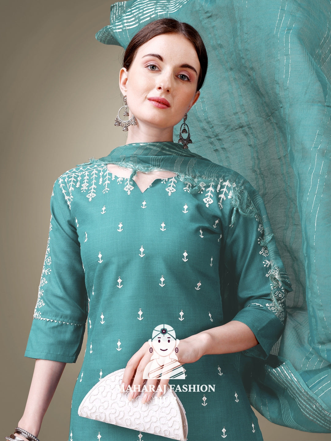 Maharaj Fashion Hub Women's Elegant Kurti Pant Dupatta Set