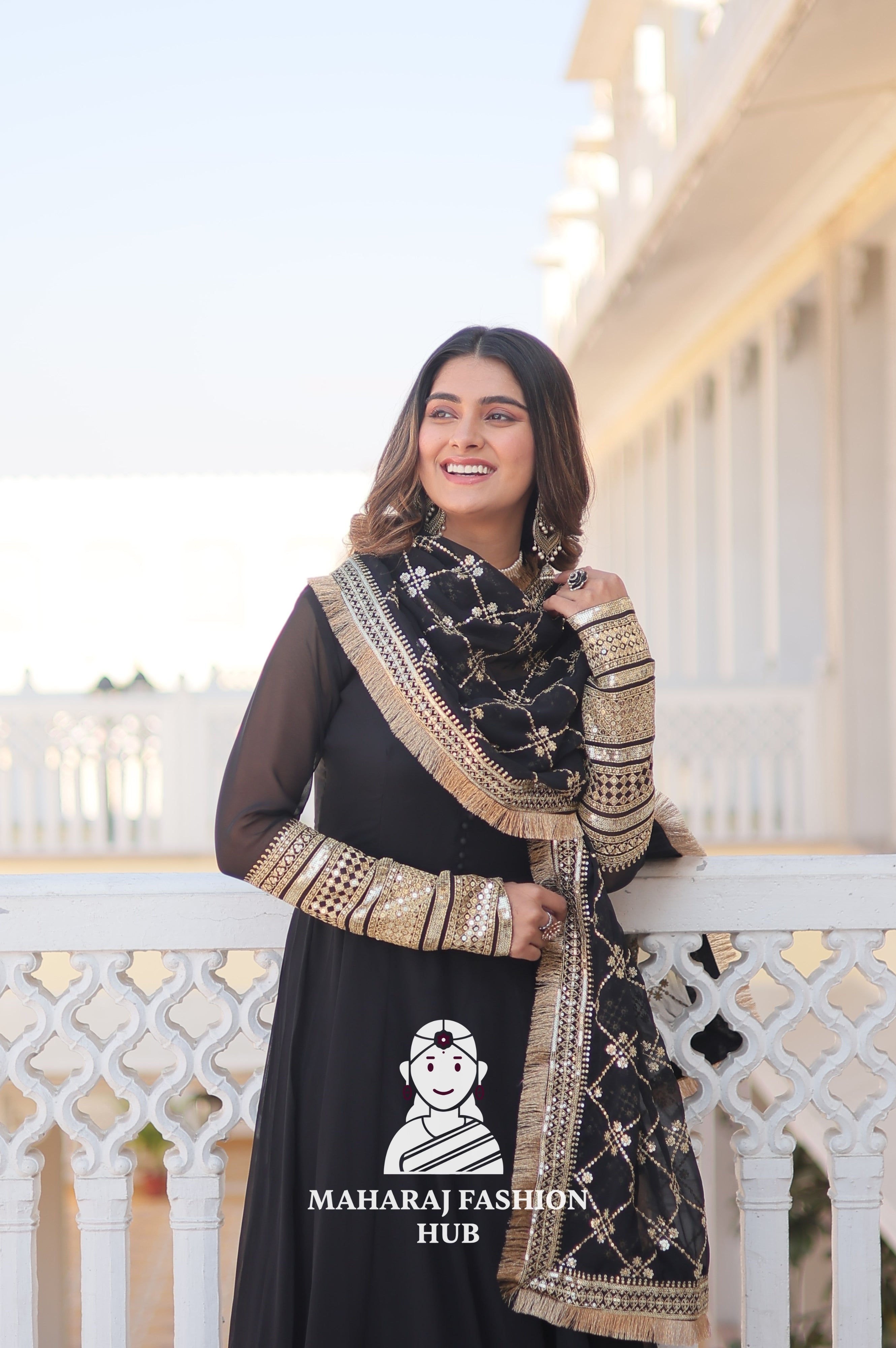 Glam It Up in Faux Blooming – Special Designer Gown with Dupatta Elegance