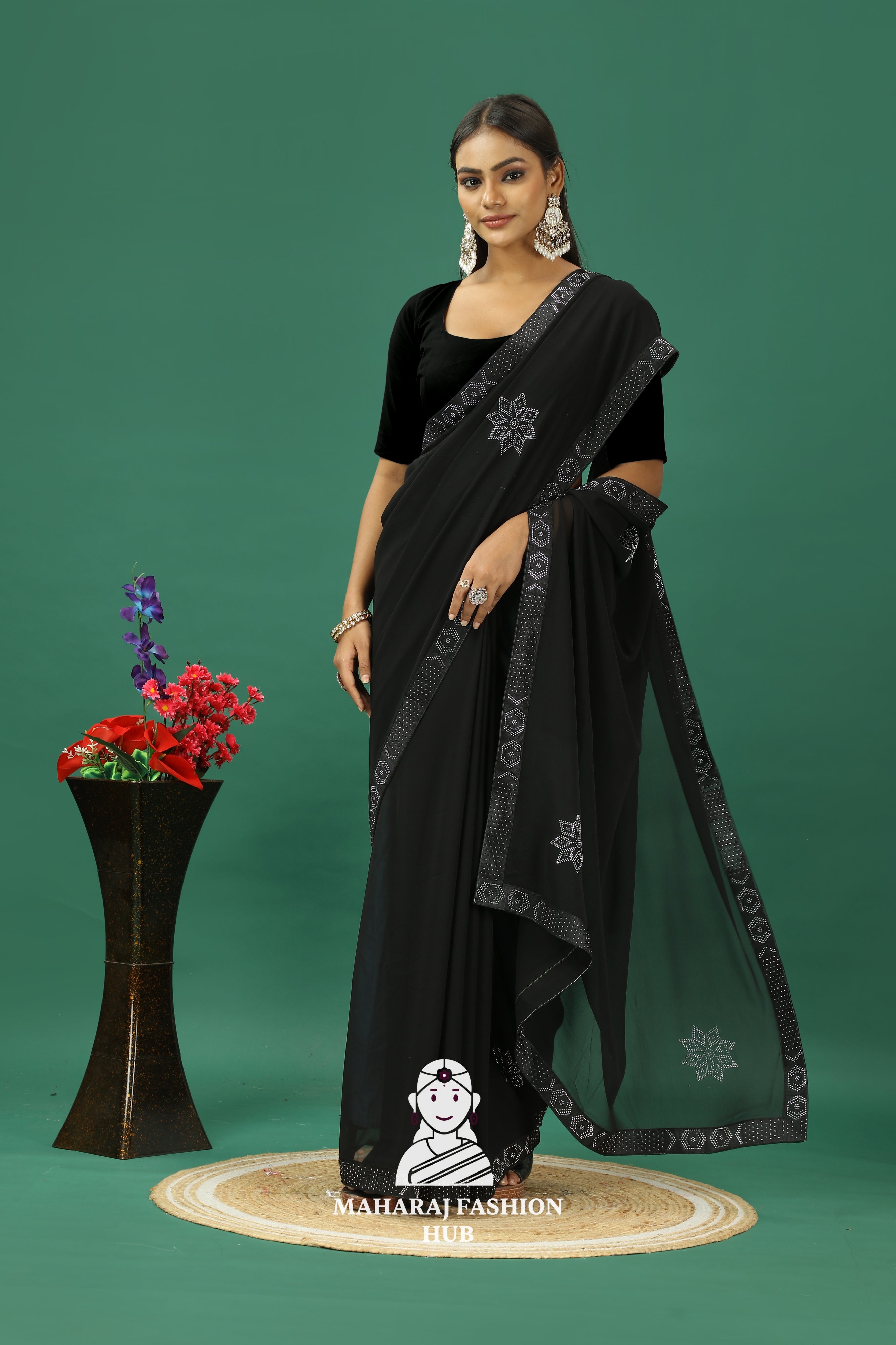 Maharaj Fashion Hub Premium Georgette Saree – Soft, Stylish & Ready to Drape