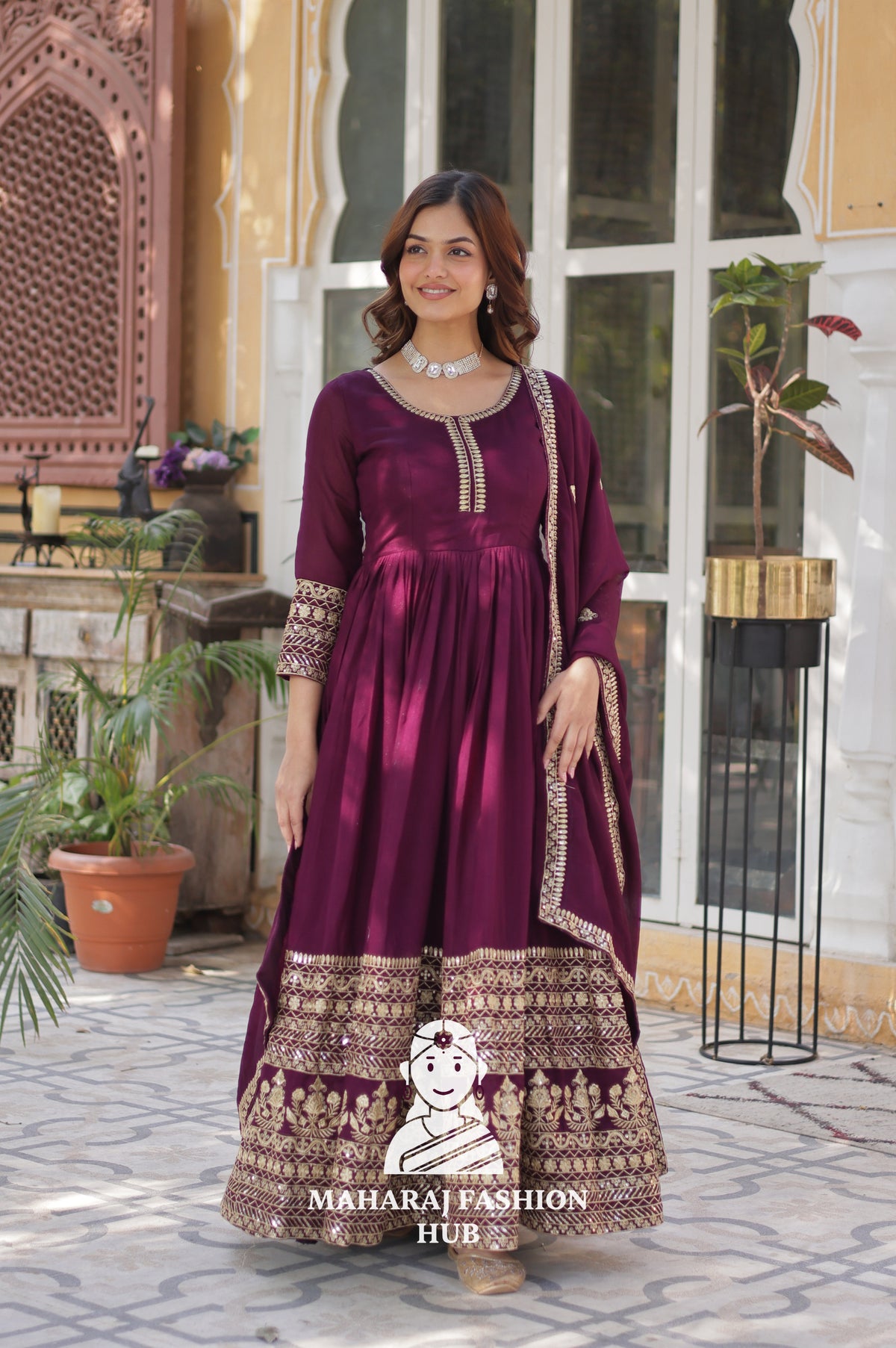 ✨ Shimmer Vichitra Gown Set with Sequin & Lace Detailing - Special Designer Gown