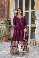 ✨ Shimmer Vichitra Gown Set with Sequin & Lace Detailing - Special Designer Gown