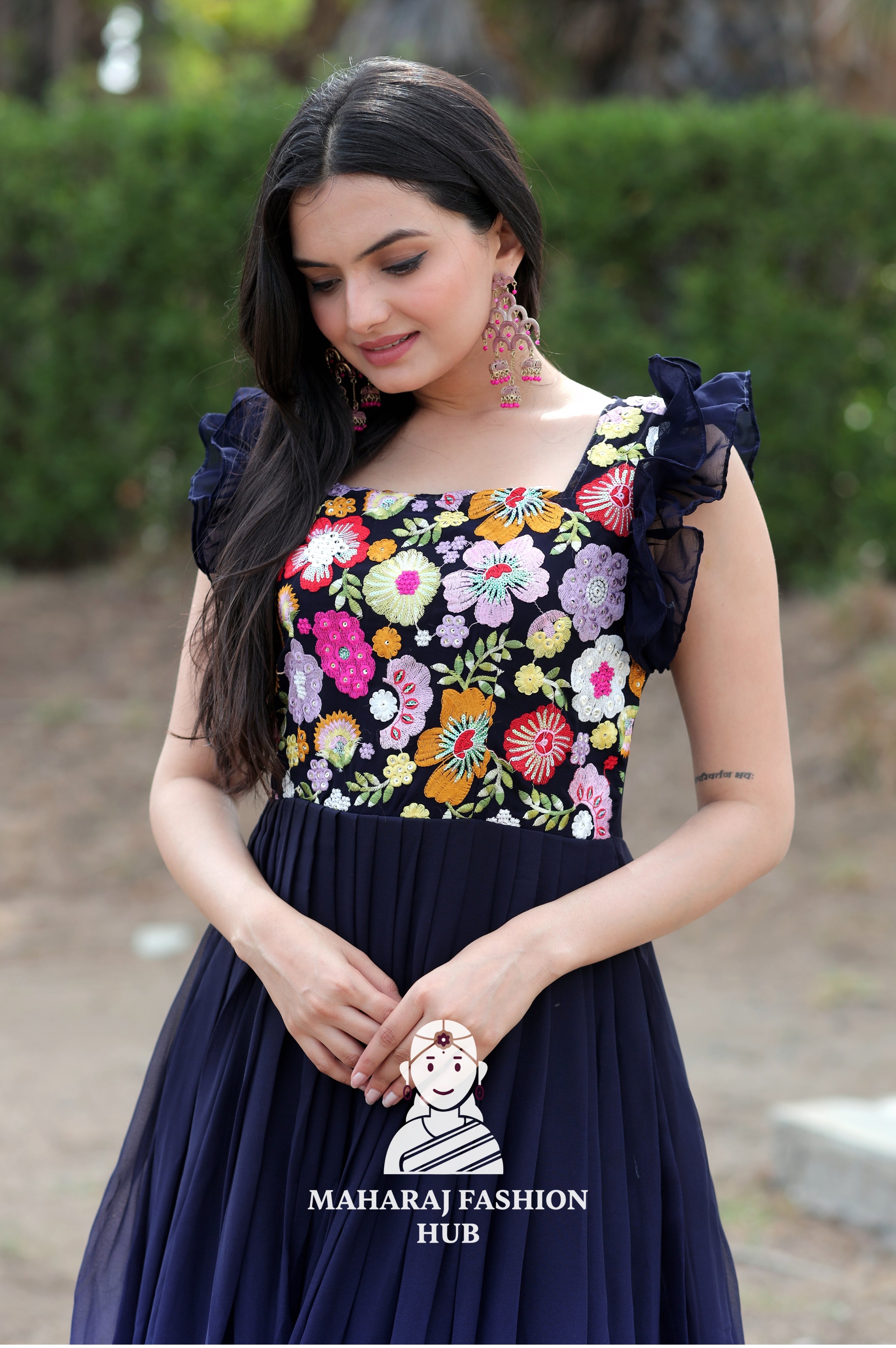 Elegant Gown with Rich Padding and Embrodiery Work