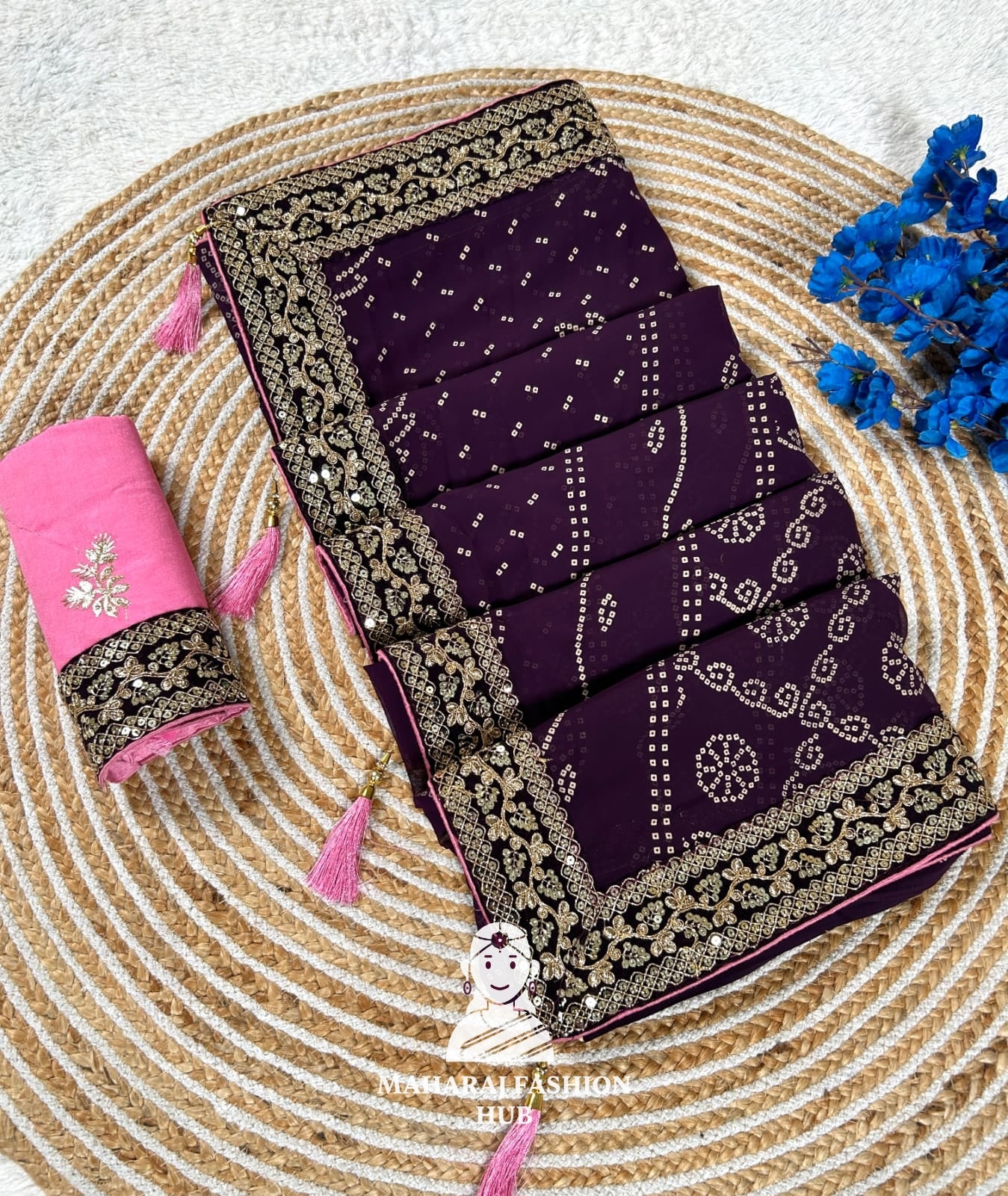 Traditional Lahariya print Georgette saree for women,s || Festive georgette saree for women's ||