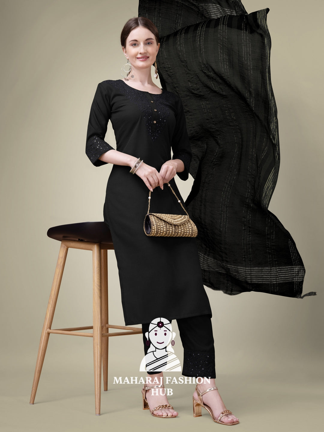 Maharaj Fashion Hub Women's Elegant Kurti Pant Dupatta Set