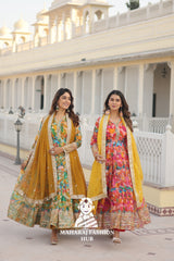 Luxury Russian Silk Outfit with Embroidery and Full Cotton Lining - Combo Offer Gown