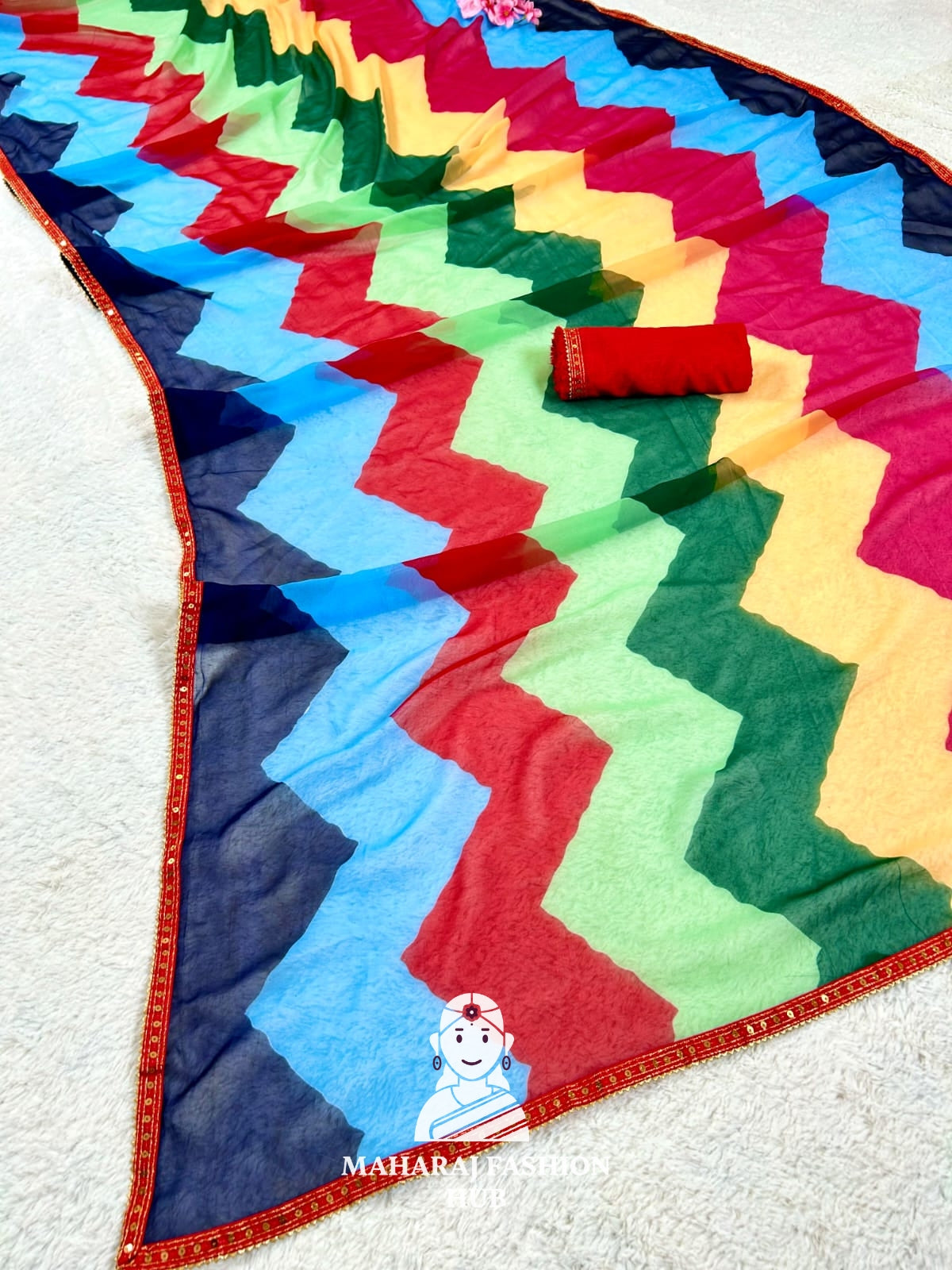 Multicolor Georgette Saree for Women – Elegant Indian Ethnic Party Wear