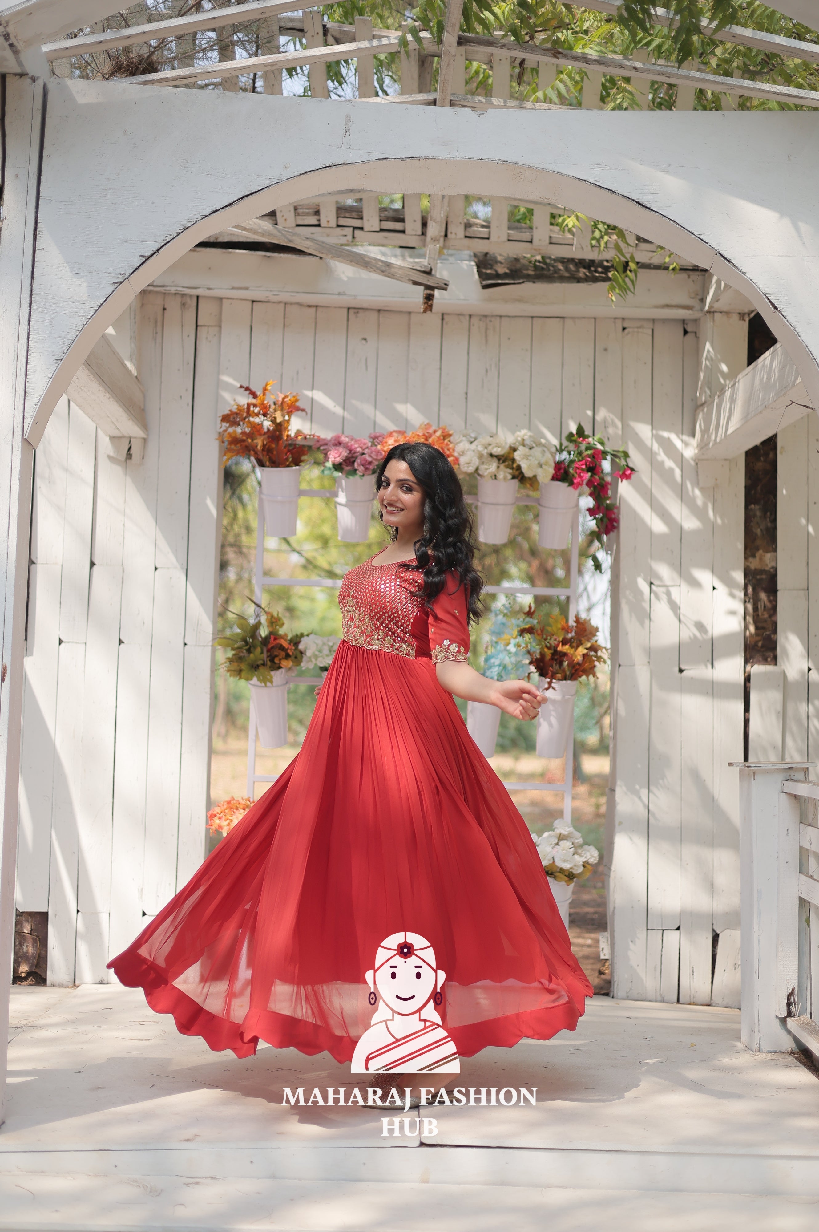 Sequins Embroidered Fabric Gown with Luxurious Finish