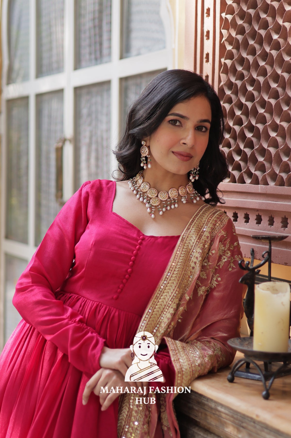 ✨ Shimmer Vichitra Gown with Rich Sequins & Fendi Dupatta - Special Designer Gown