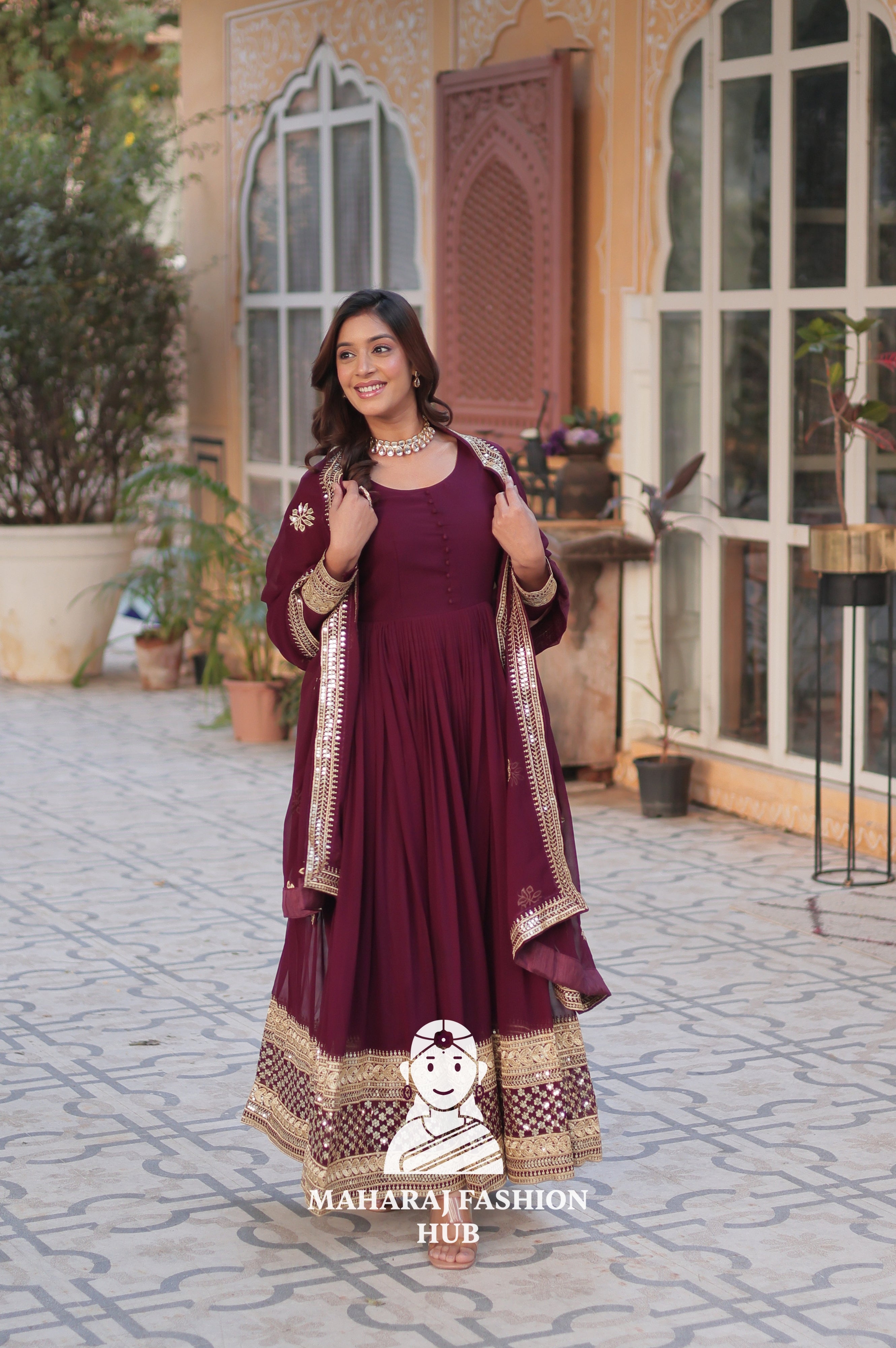 ✨ Faux Blooming Elegance Unveiled - Special Designer Gown