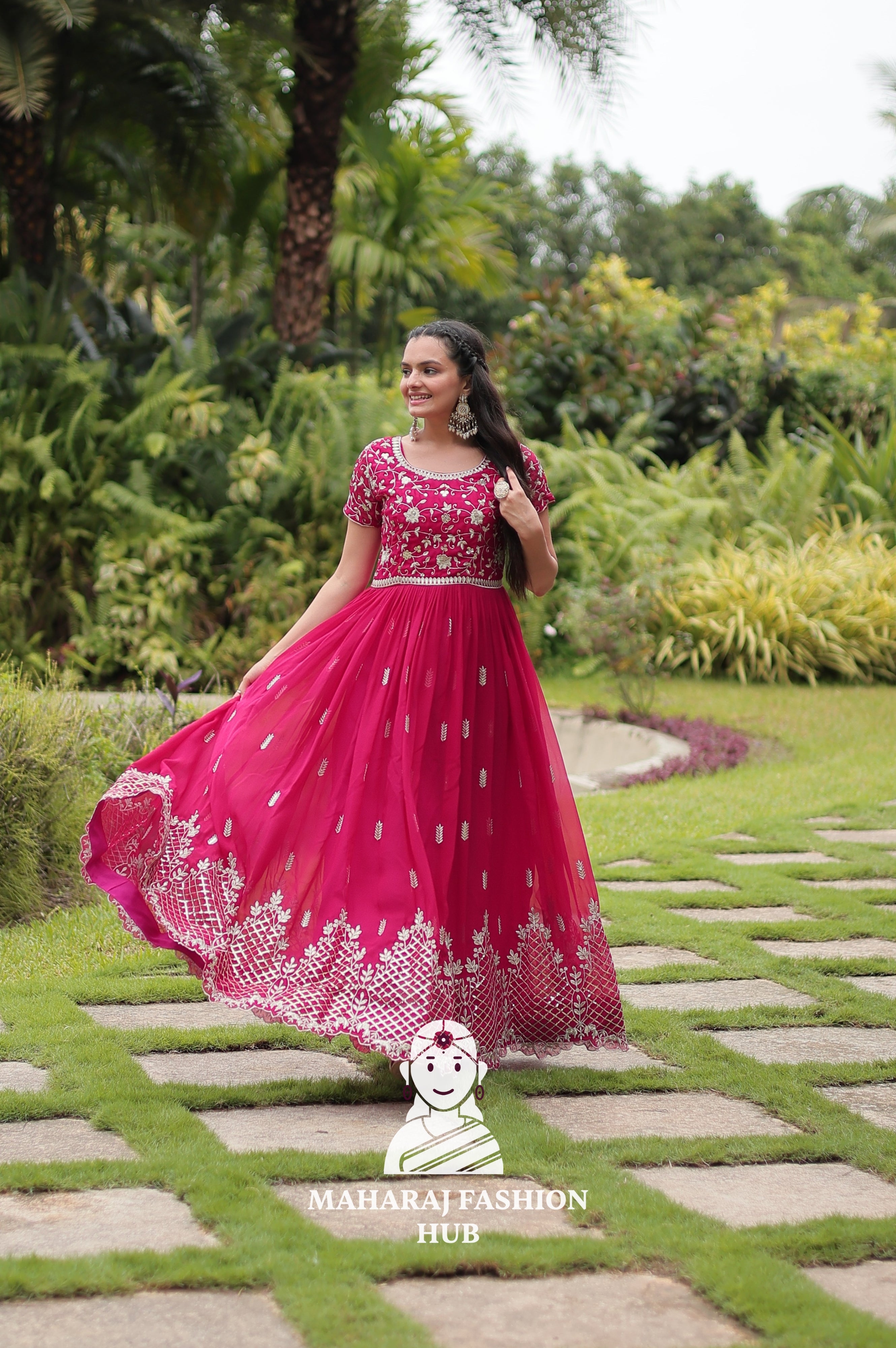 💃 Faux Blooming Gown with Sequins Magic - Special Designer Gown