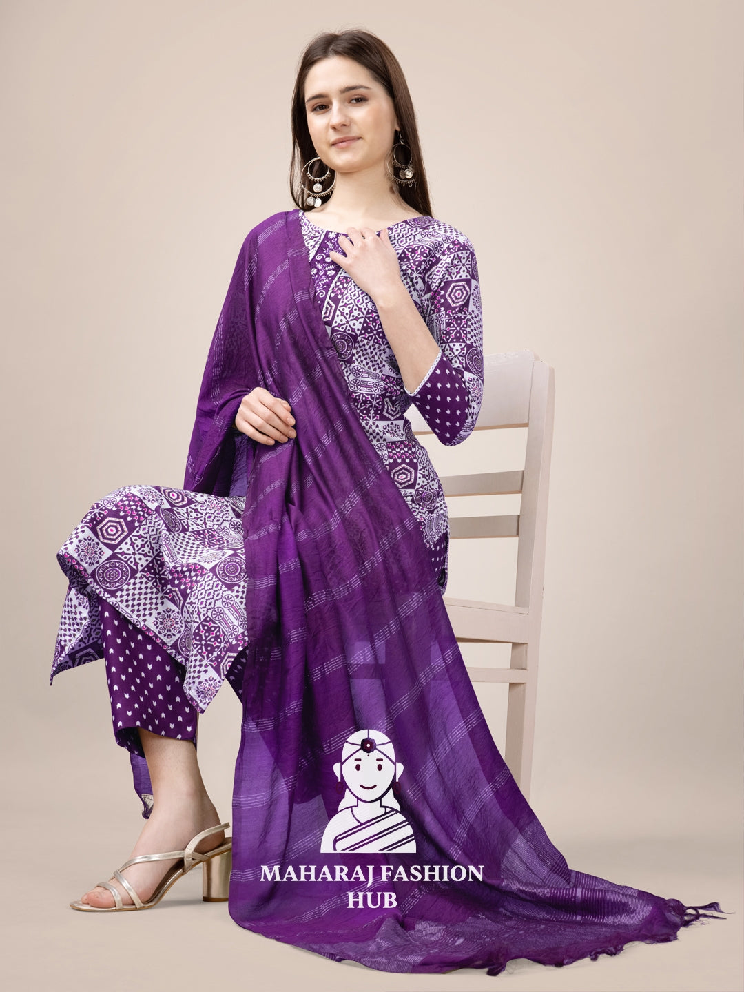 Maharaj Fashion Hub Women's Elegant Kurti Pant Dupatta Set