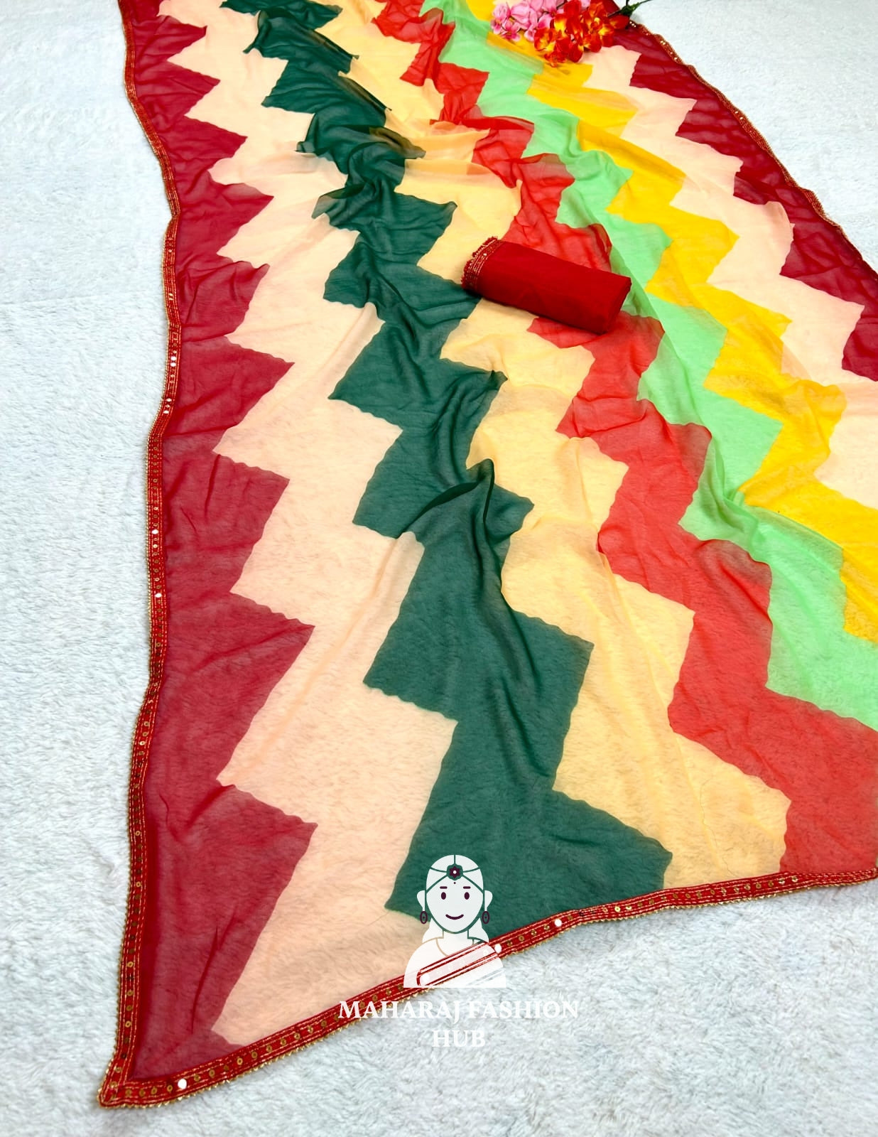 Women's Party Wear Saree – Soft Georgette Fabric in Multicolor Ethnic Design