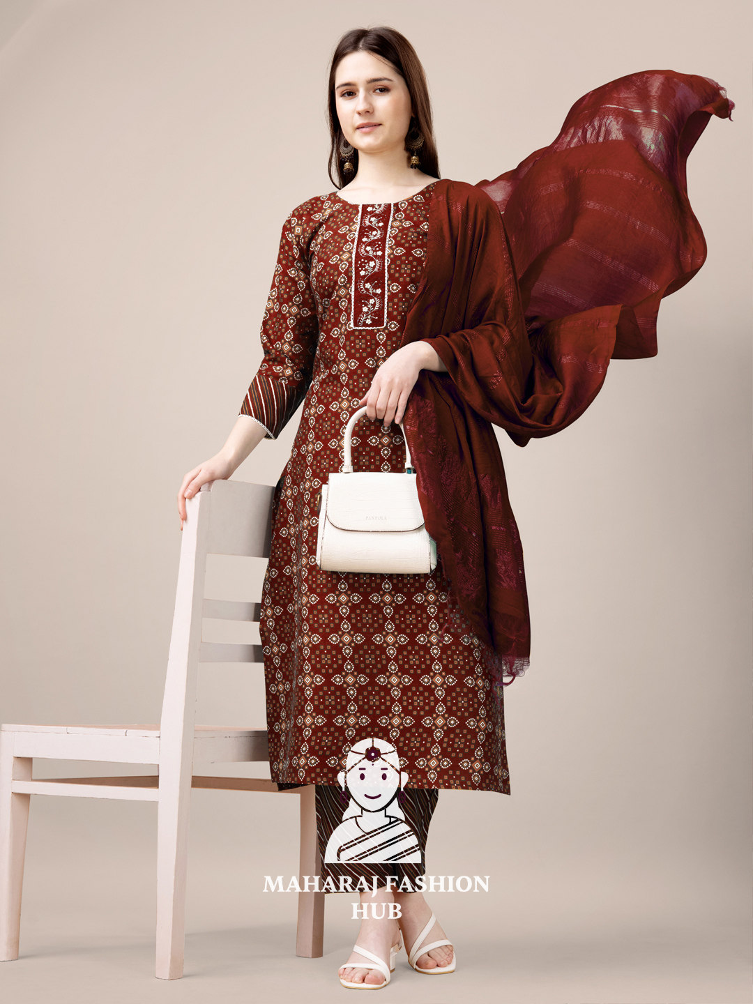 Maharaj Fashion Hub Women's Elegant Kurti Pant Dupatta Set