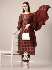 Maharaj Fashion Hub Women's Elegant Kurti Pant Dupatta Set