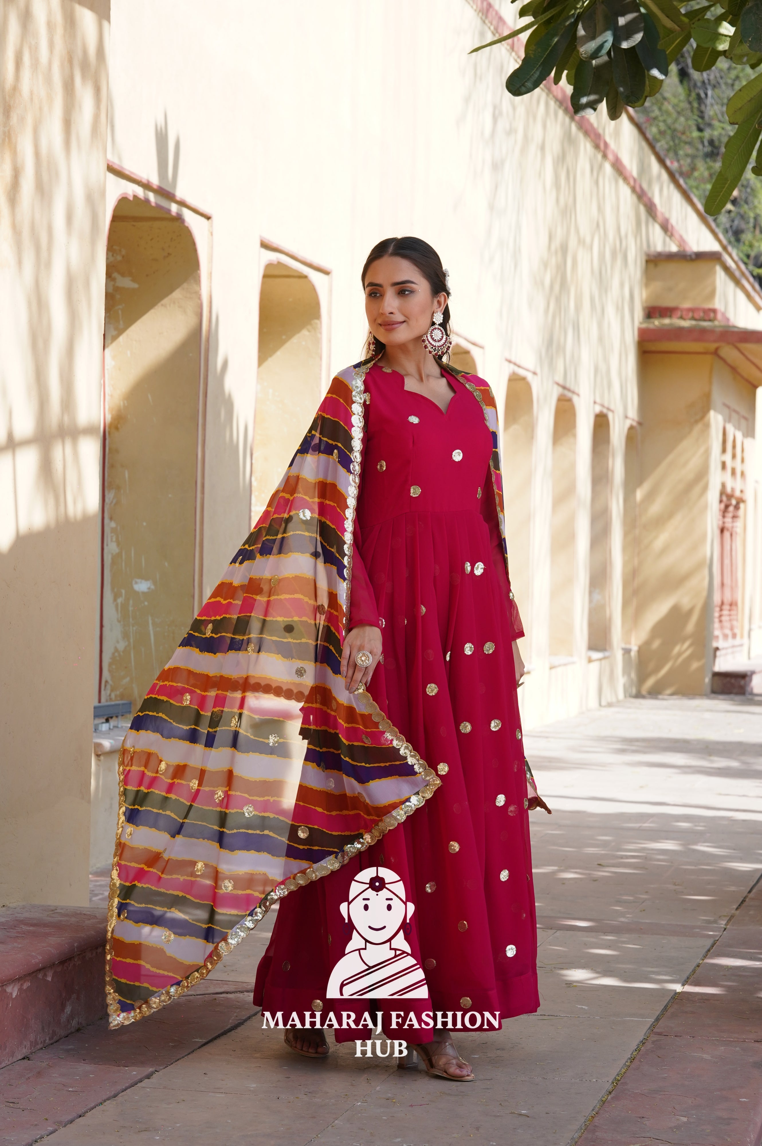 Embroidered Special Designer Gown with 3.5M Flair & Printed Dupatta - Special Designer Gown