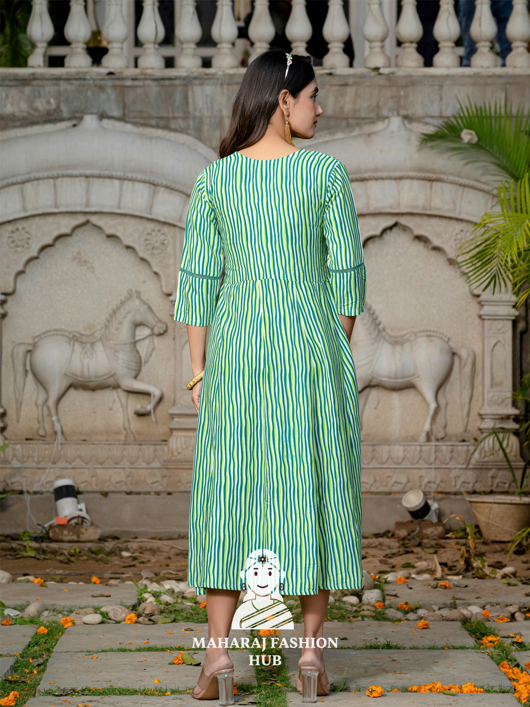 🌊 Soothing Rama A-Line Kurta – Printed & Elegant