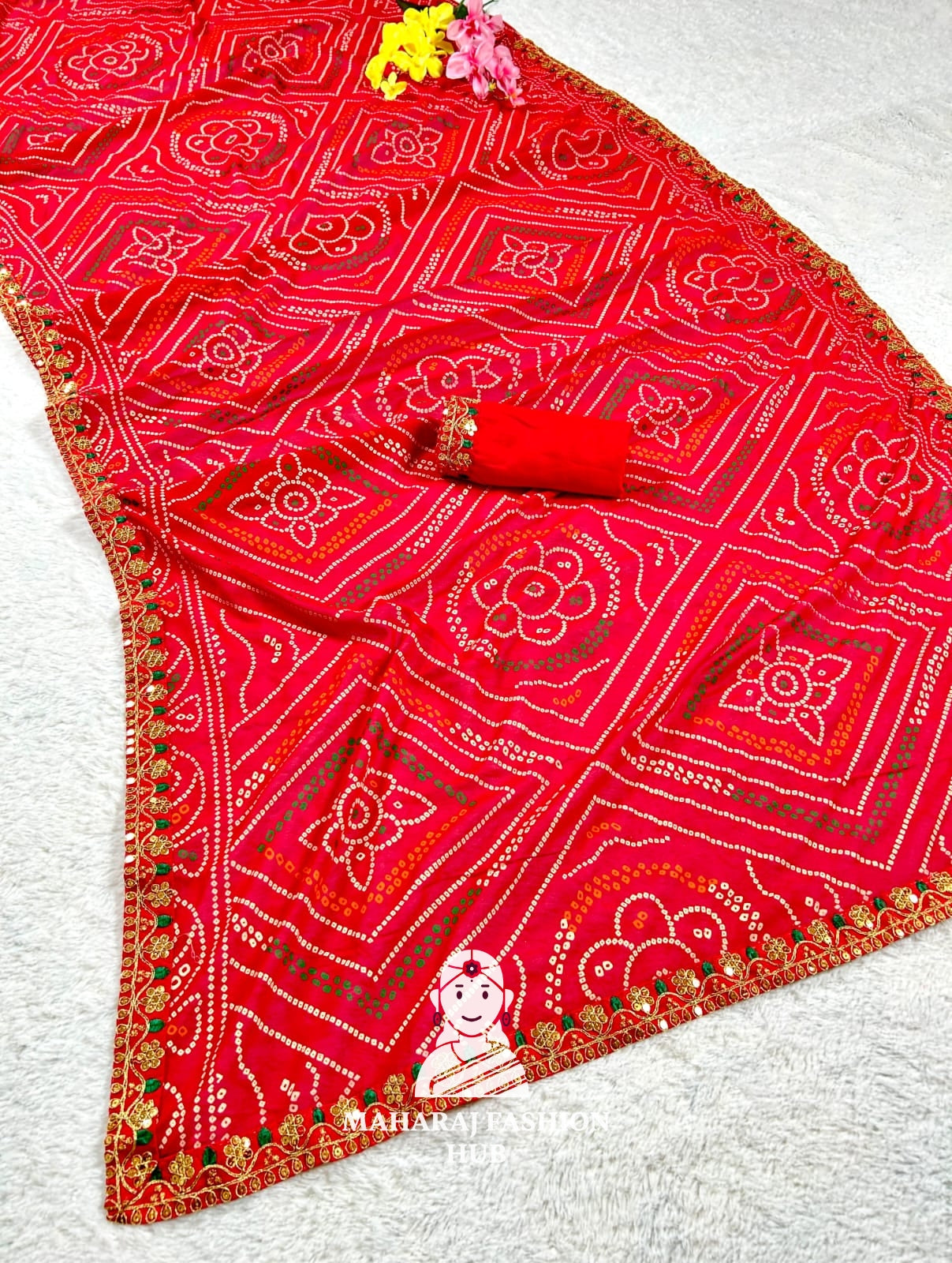 Traditional Lahariya print Georgette saree for women,s || Festive georgette saree for women's ||