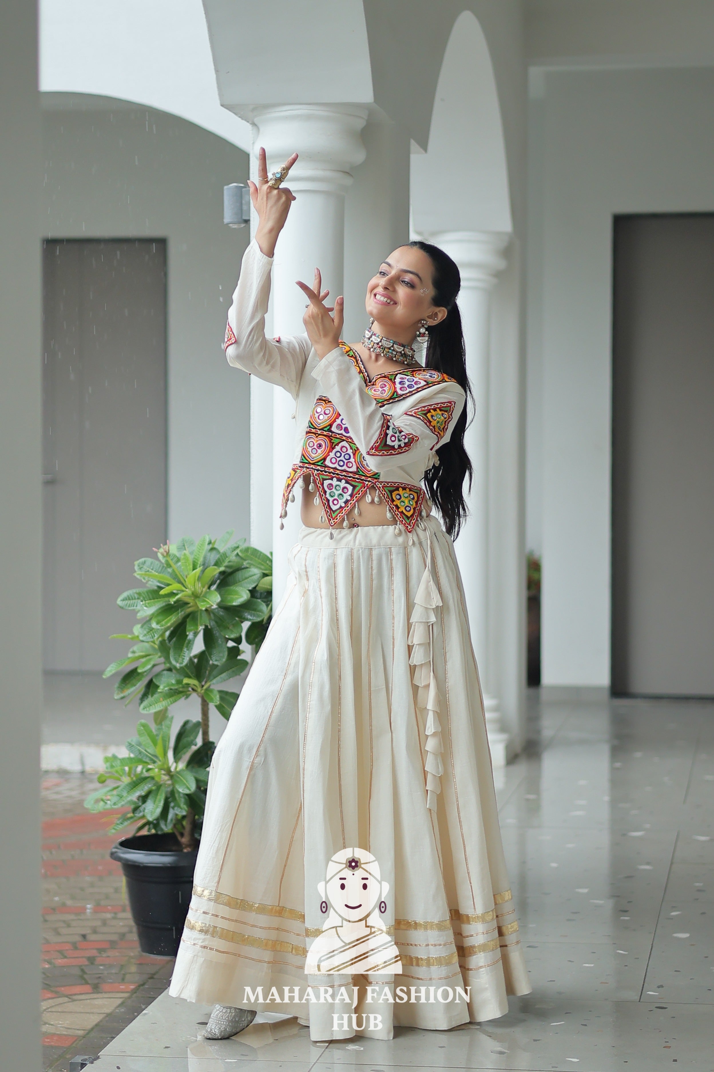 🌸 Traditional Navratri Elegance: Kora Cotton Chaniya Choli 🌸
