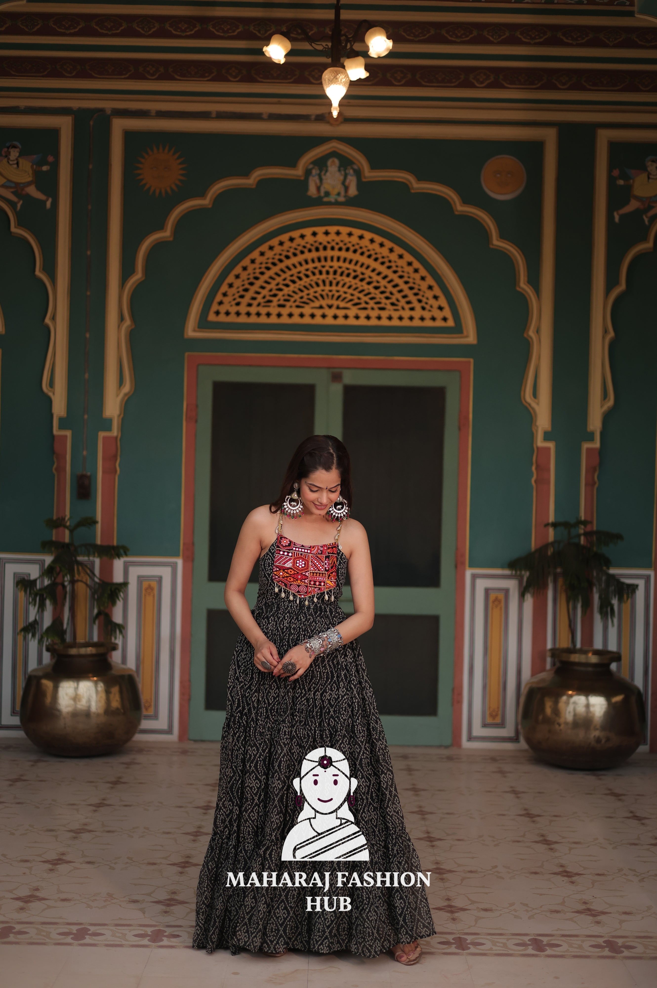 Bandhani Print Faux Georgette Ensemble with Cotton Lining