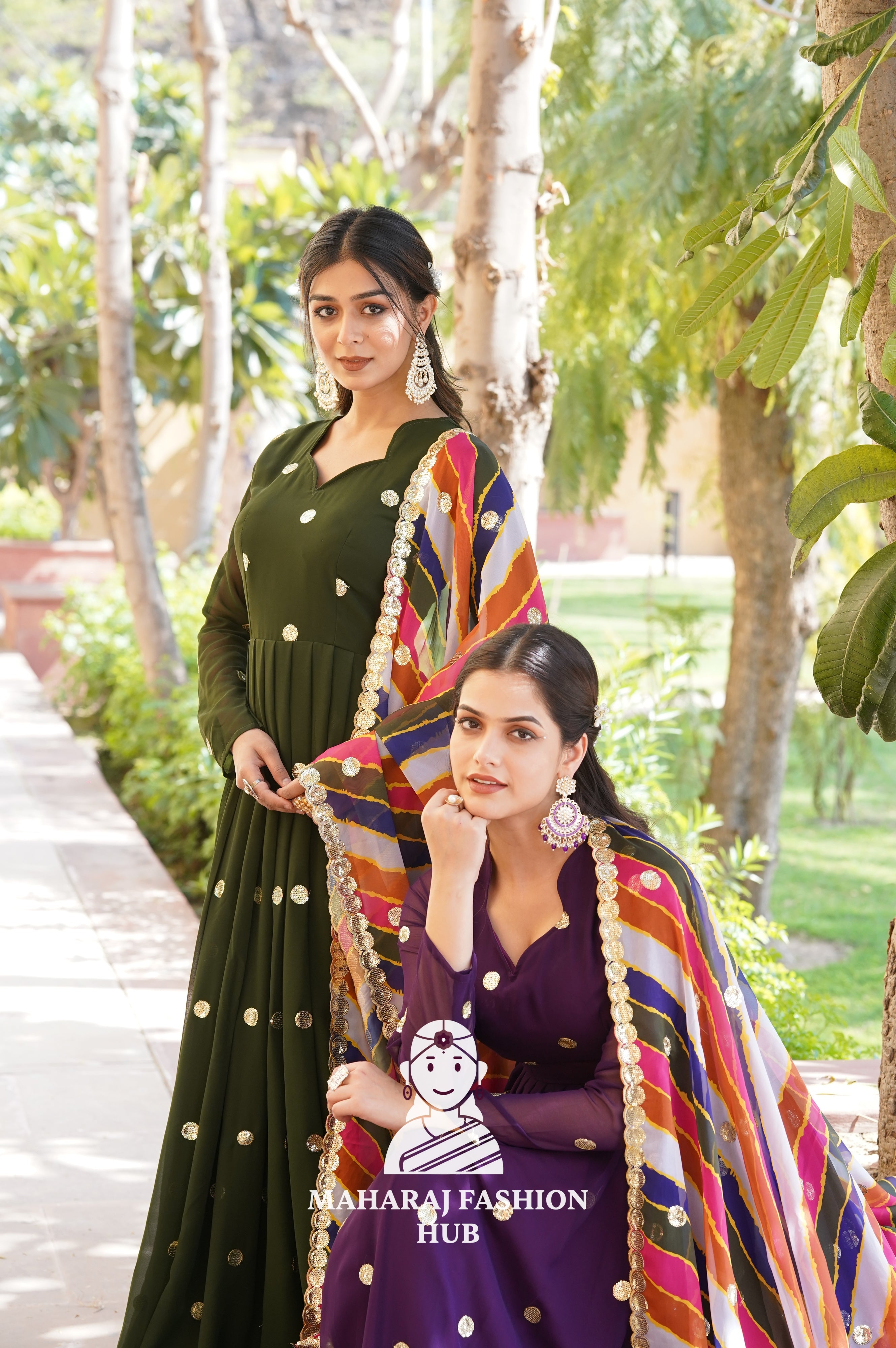 Special Designer Gown Set in Faux Blooming with Embroidered Silk Dupatta - Combo Offer Gown