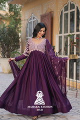 🧣 Wedding-Ready Star Georgette Gown Set with Dupatta - Special Designer Gown