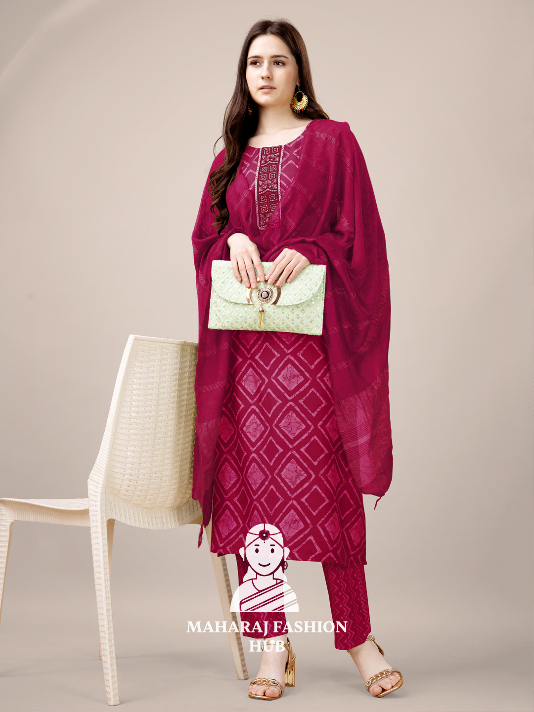 Maharaj Fashion Hub Women's Elegant Kurti Pant Dupatta Set