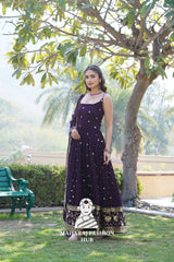Sleeveless Special Designer Gown in Faux Blooming Fabric with Cotton Lining