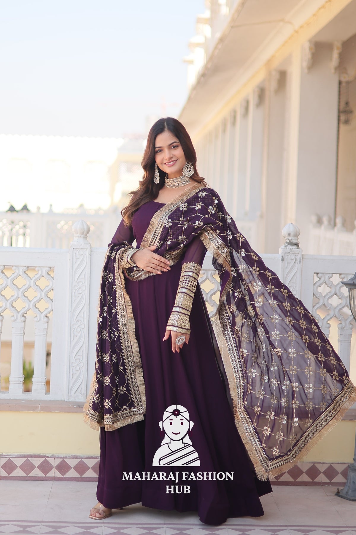 Sequins Dream in Faux Blooming – Special Designer Gown with Kali Cut Stitching