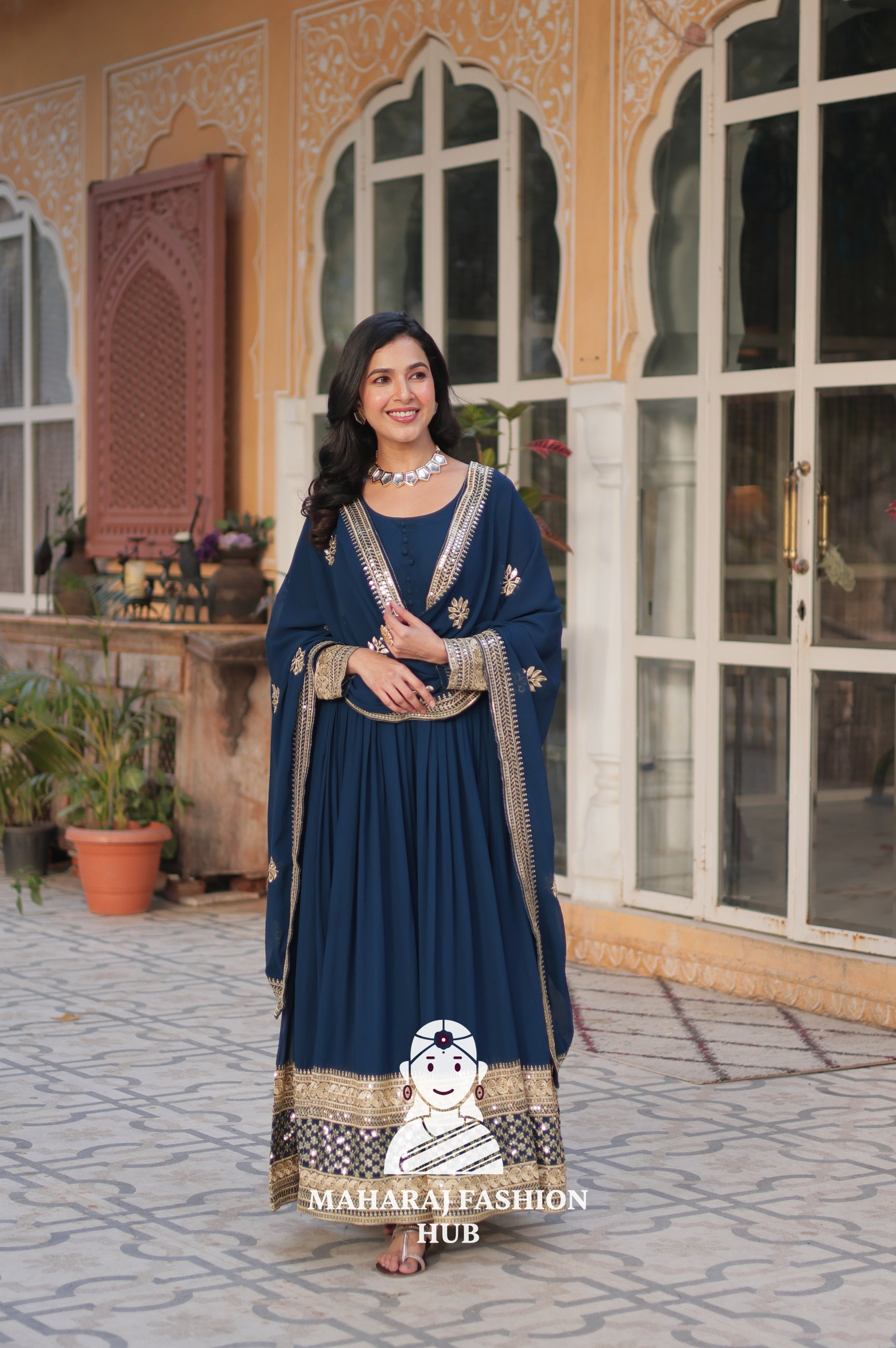 🌟 Embroidery Meets Timeless Comfort - Special Designer Gown
