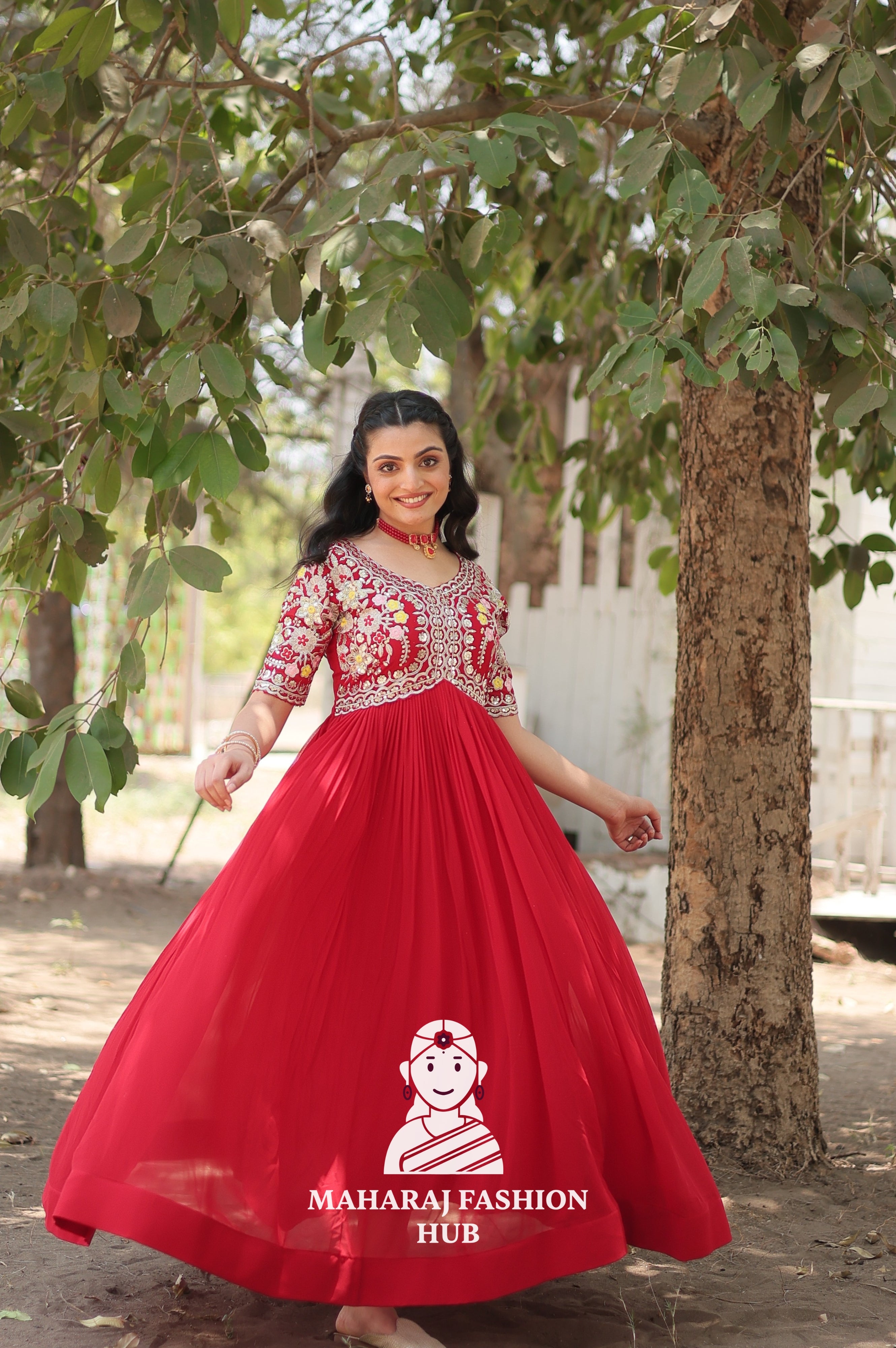 Premium Fabric Gown with Rich Embroidery and Sequins