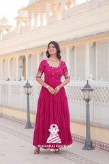 Designer Fabric Charm Embroidery Zari Sequins-work