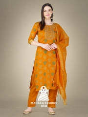 Maharaj Fashion Hub Women's Elegant Kurti Pant Dupatta Set