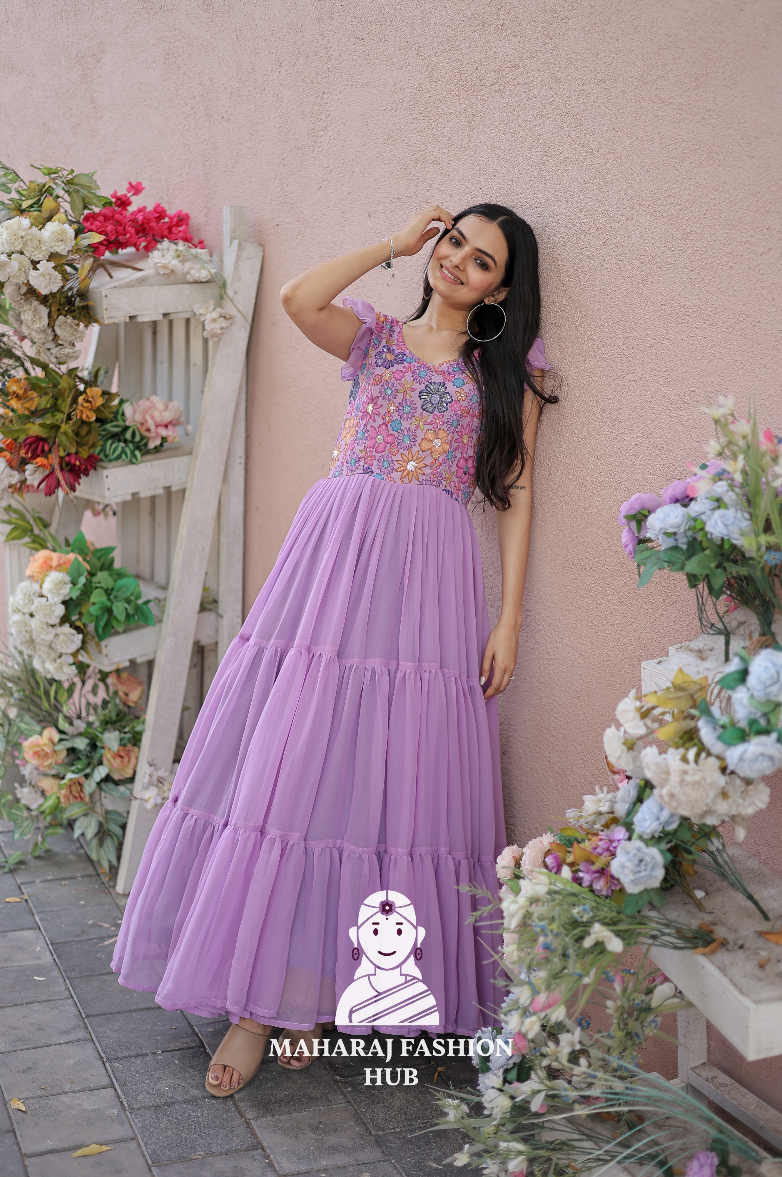 🧵 Soft & Elegant – Printed Georgette Special Designer Gown