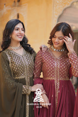 🧣 Designer 3-Piece Outfit in Georgette with Sequins Elegance - Special Designer Gown