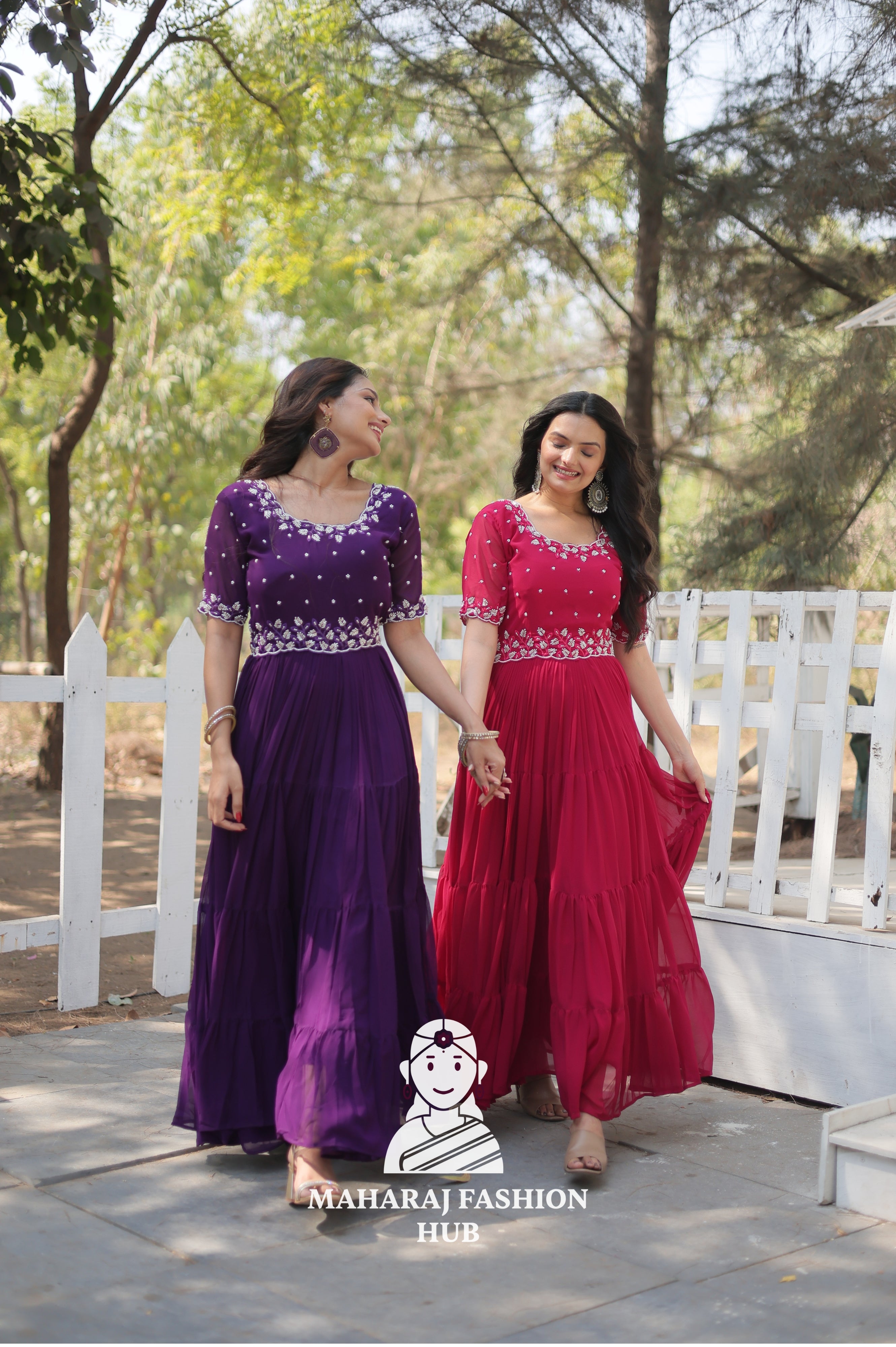 Faux Blooming Fabric Gown Crafted for Luxurious Occasions - Combo Offer Gown