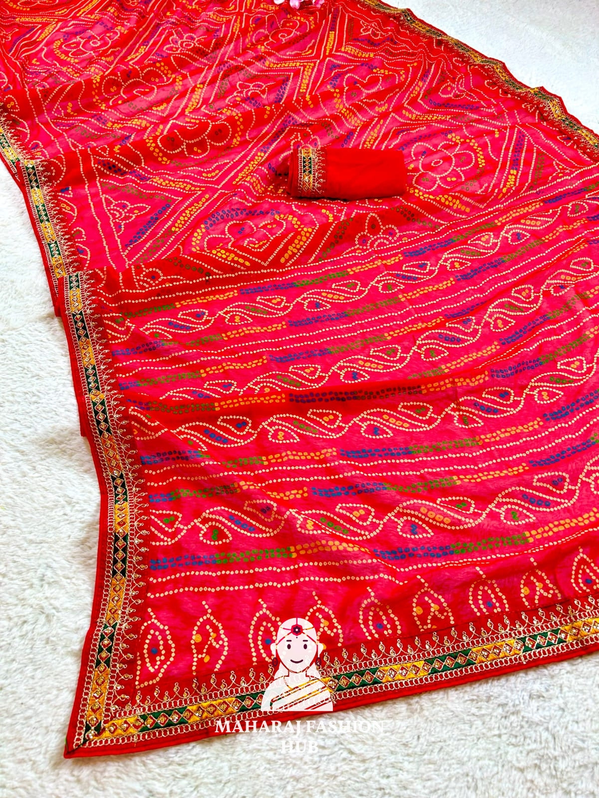 Traditional Lahariya print Georgette saree for women,s || Festive georgette saree for women's ||