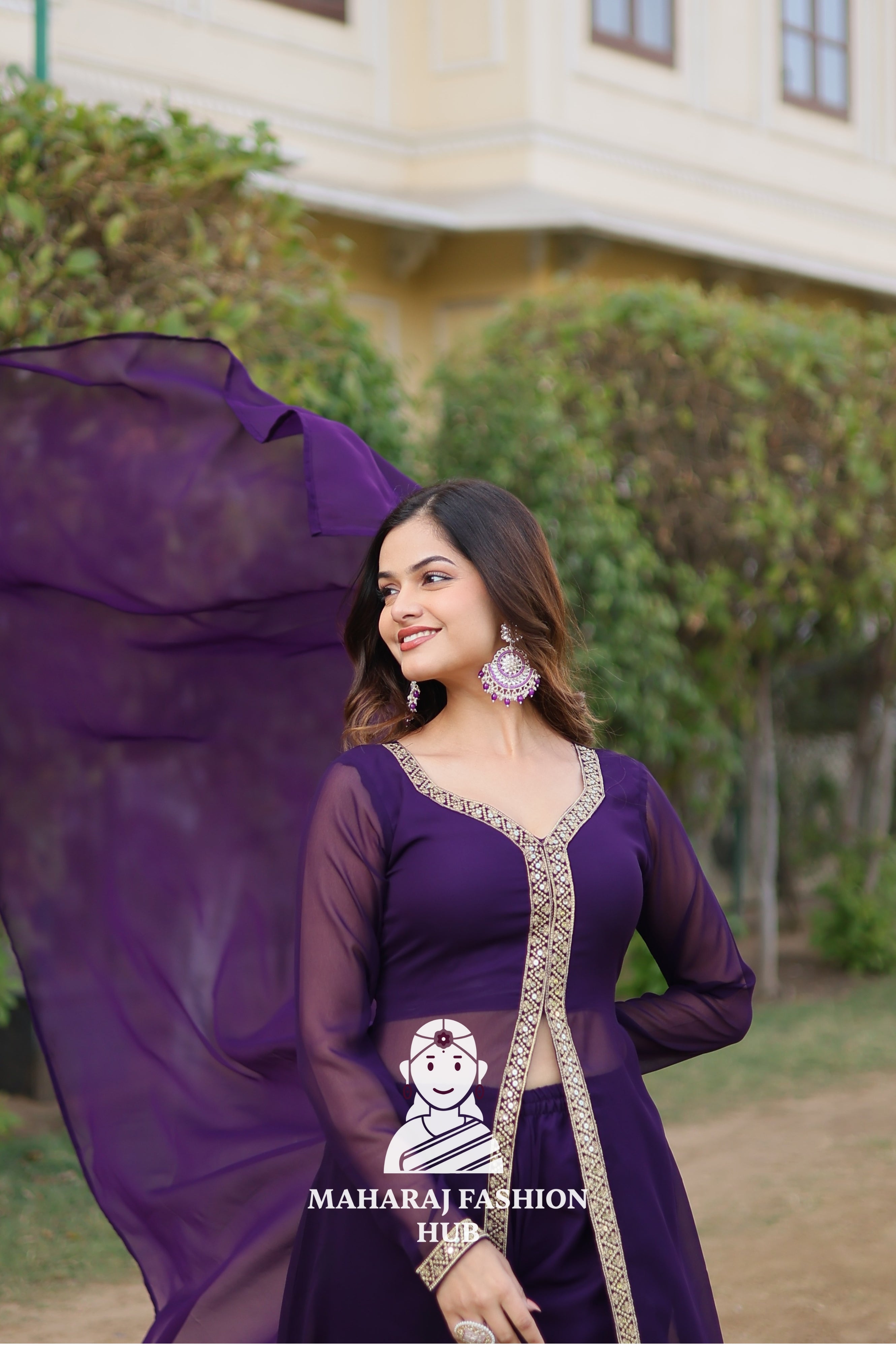 Elegant Faux Blooming Suit with Embroidery & Comfort Fit