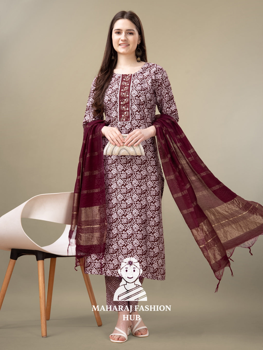 Maharaj Fashion Hub Women's Elegant Kurti Pant Dupatta Set