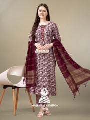 Maharaj Fashion Hub Women's Elegant Kurti Pant Dupatta Set