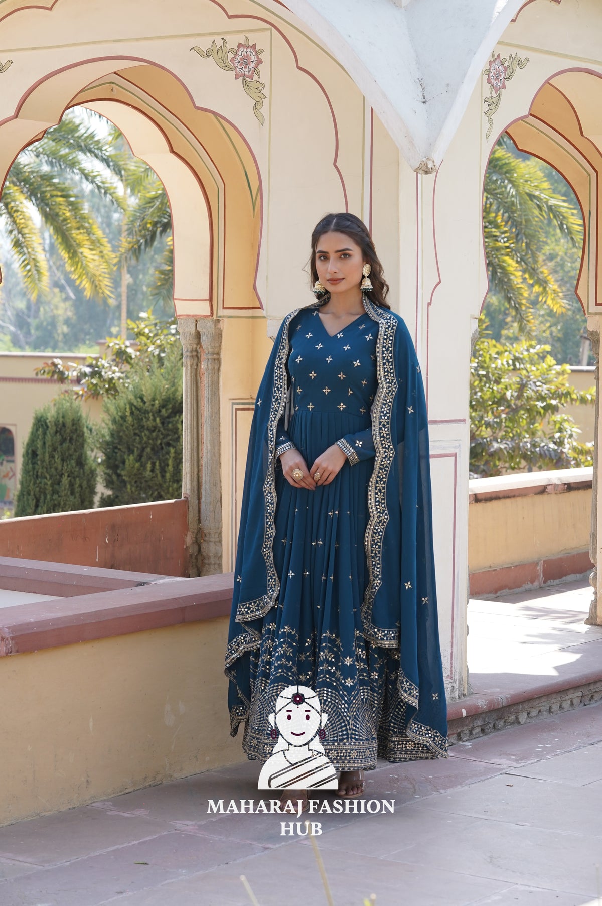 Designer Embroidered Gown Set with 2.3M Dupatta