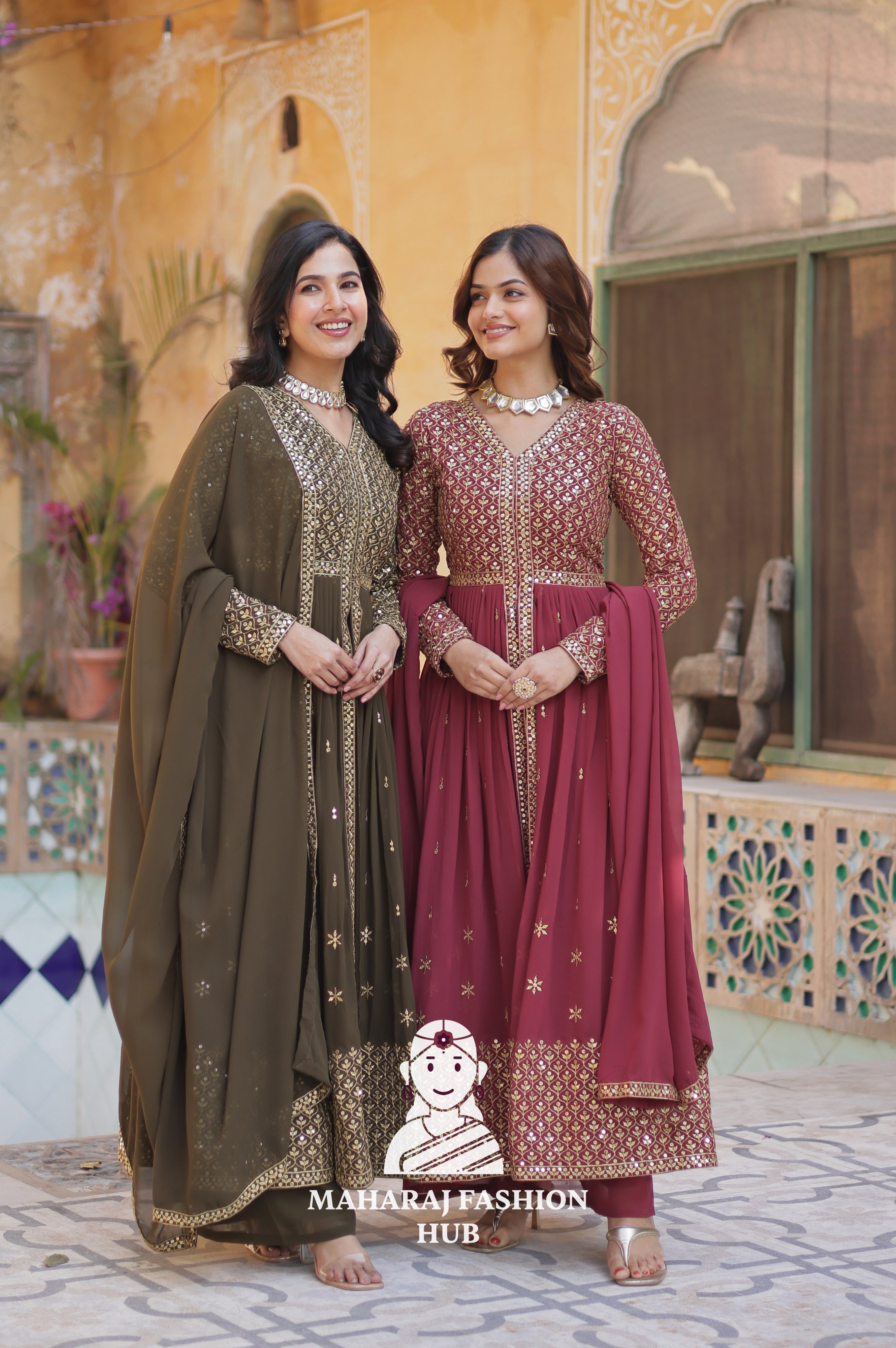🧣 Designer 3-Piece Outfit in Georgette with Sequins Elegance - Special Designer Gown
