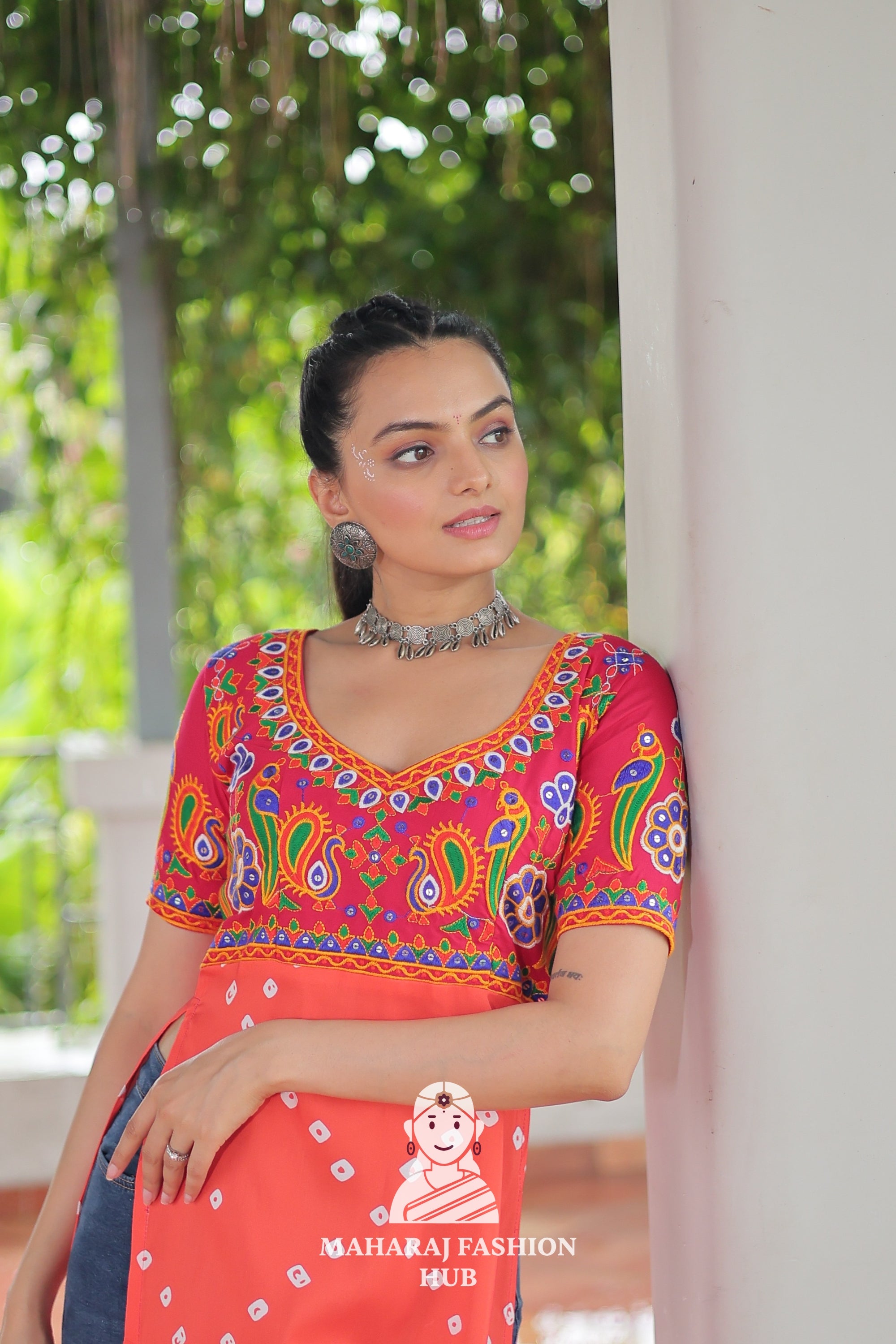 Premium Faux Georgette Bandhani Kutchi Patchwork Kurti for Festive Style 🌸🪔