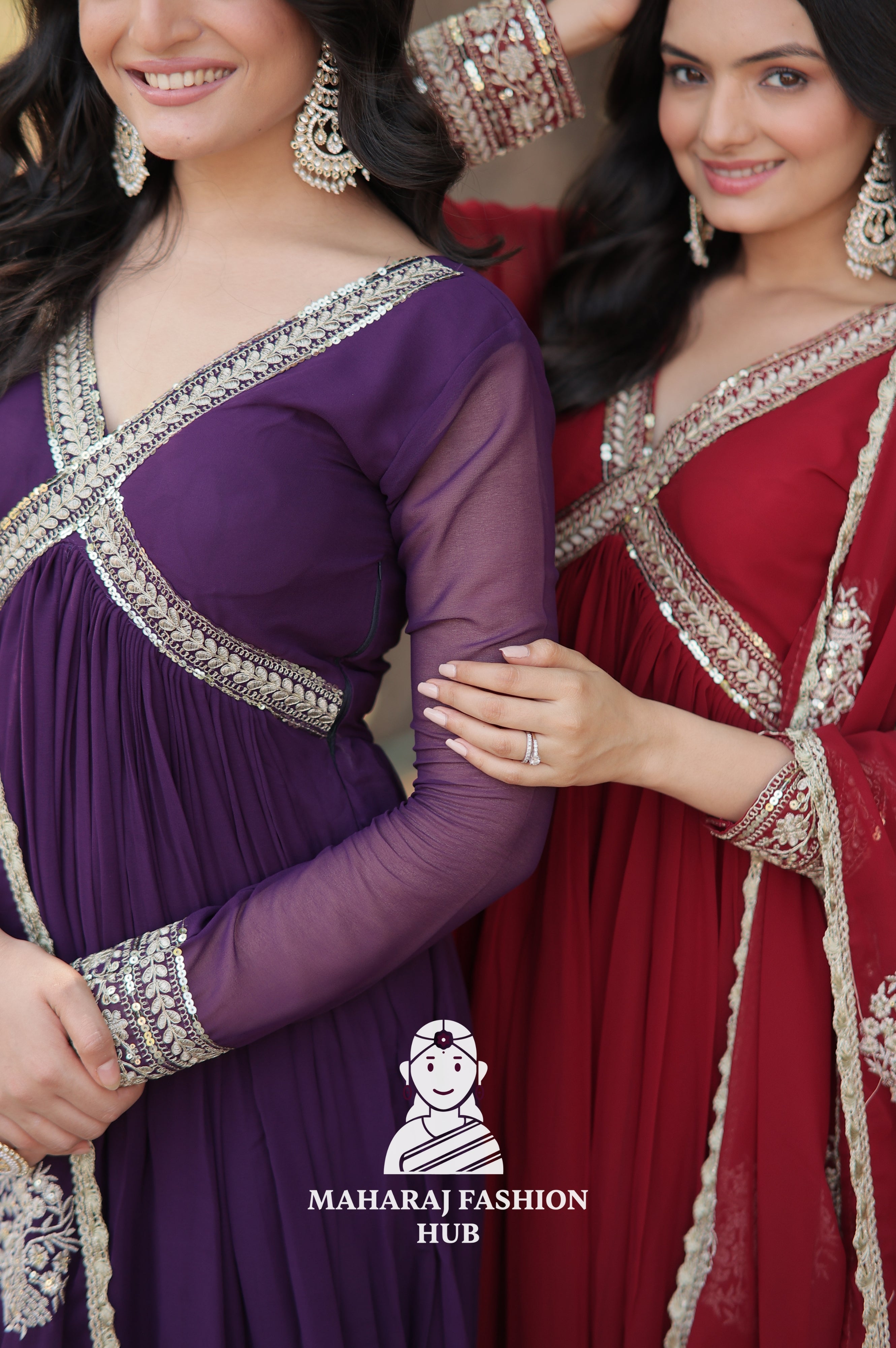 Rich Fabric Work Set for Festive and Party Wear - Combo Offer Gown